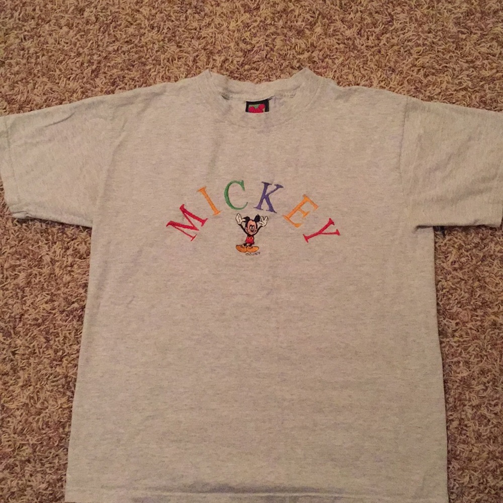 Embroidered “Mickey” spell out t-shirt men Small
